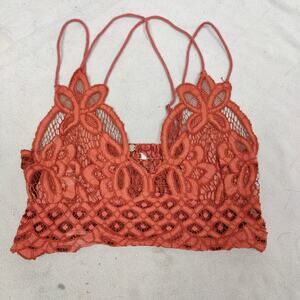 Free People One Adella Bra Womens Small Copper Lace Crop Top Strappy Bralette